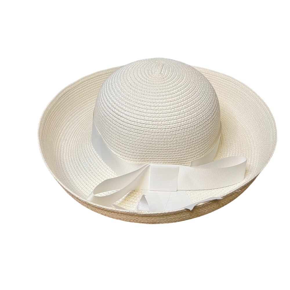 Vintage Betmar New York White Straw Hat with Bow